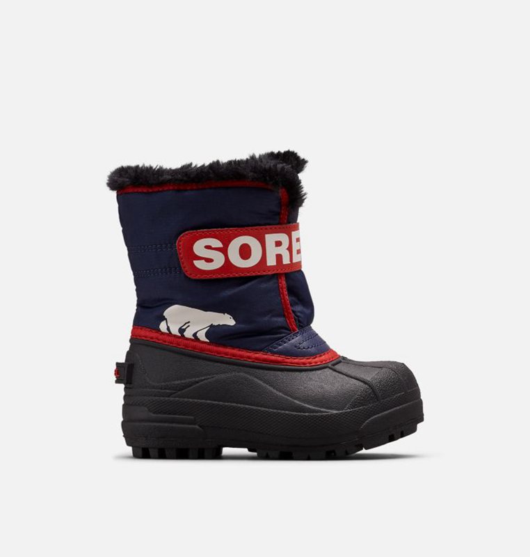 Kids Snow Boots Navy/Red - Sorel Childrens Commander™ - 724-MBQCOR